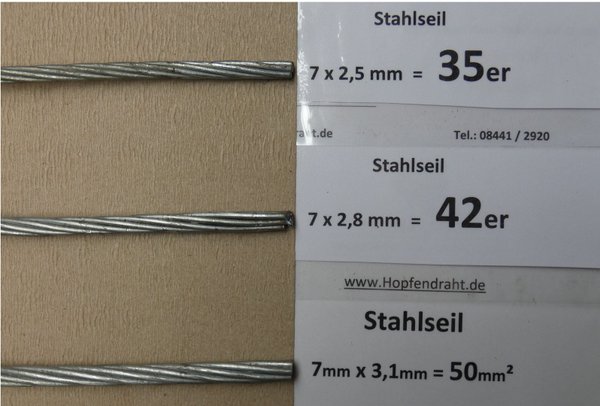 Stahlseil 35, (7 x 2,5 mm) Konstruktionsseil 7,5 mm